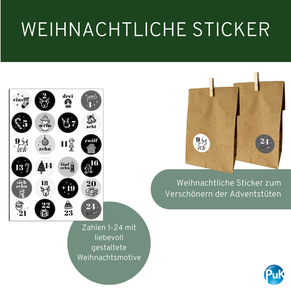 Adventskalender Set "Schwarz-Weiß"
