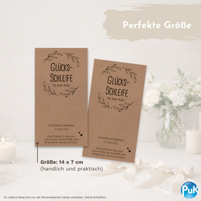 Glücksschleifen Karten Kraftpapier | personalisiert