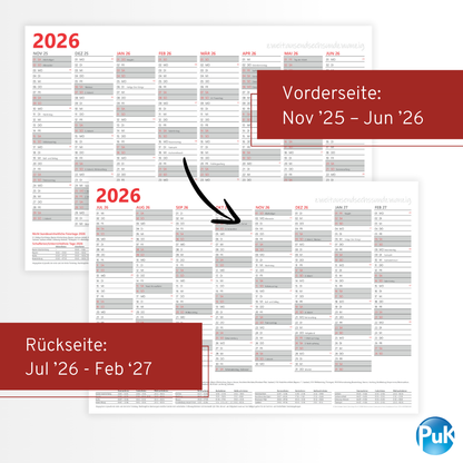 Jahresplaner 2026 DIN A3 - 16 Monate