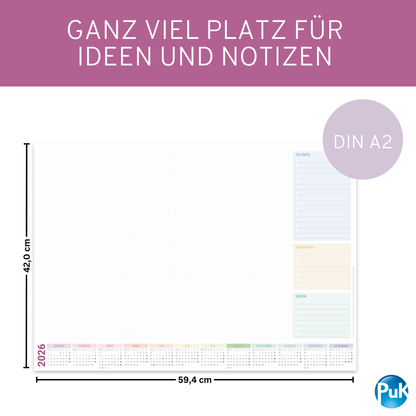 Schreibtischunterlage 2026 Bunt