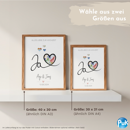 Poster "Ja mit Herz" | Geldgeschenk zur Hochzeit