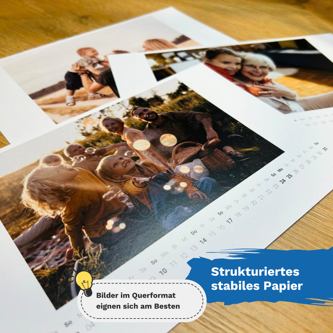 Personalisierter Fotokalender 2026 mit Holzfuß | Design 02