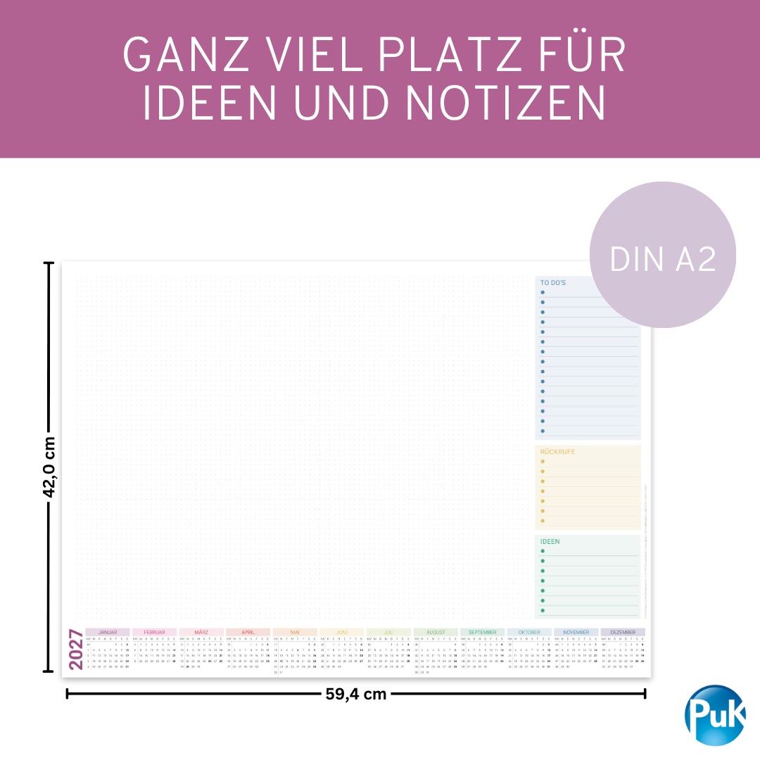 Schreibtischunterlage 2027 Bunt