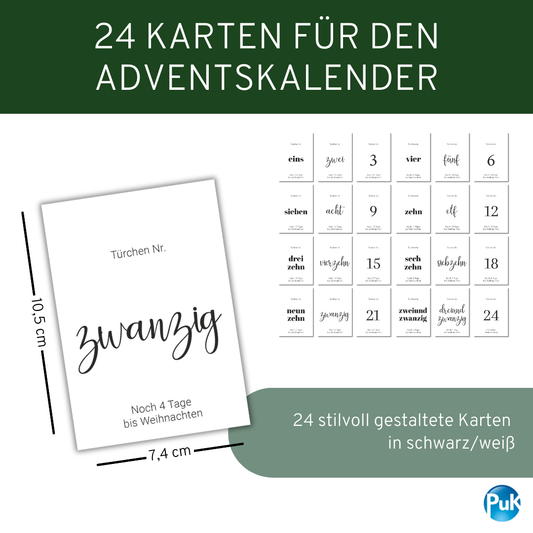 Adventskalender Karten "Typo"