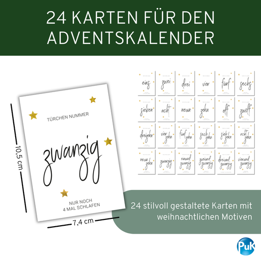 Adventskalender Karten "Goldene Sterne"