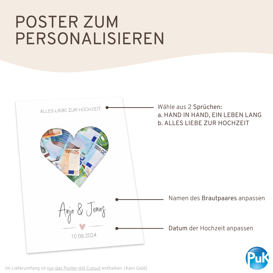 Poster "Herz" | Geldgeschenk zur Hochzeit