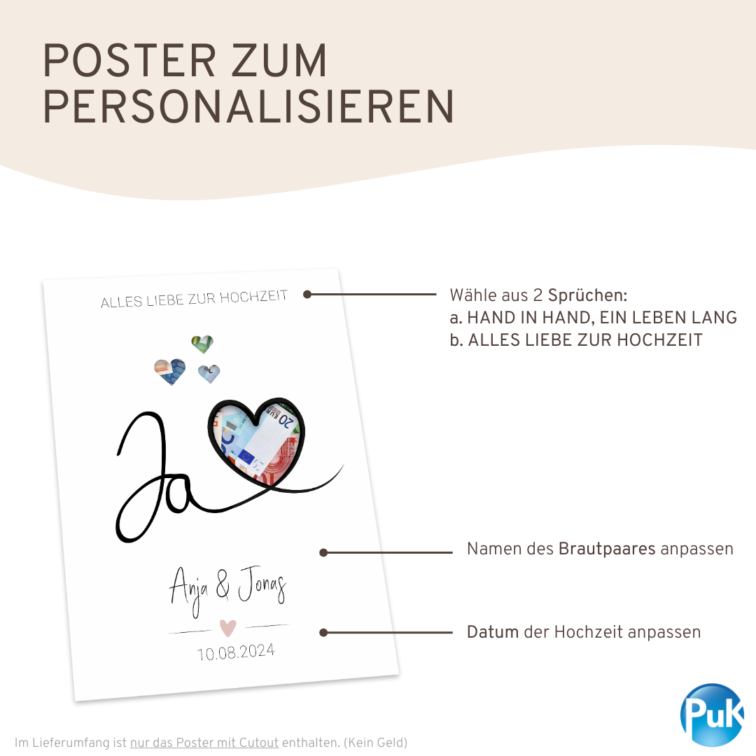 Poster "Ja mit Herz" | Geldgeschenk zur Hochzeit