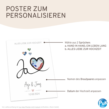 Poster "Ja mit Herz" | Geldgeschenk zur Hochzeit