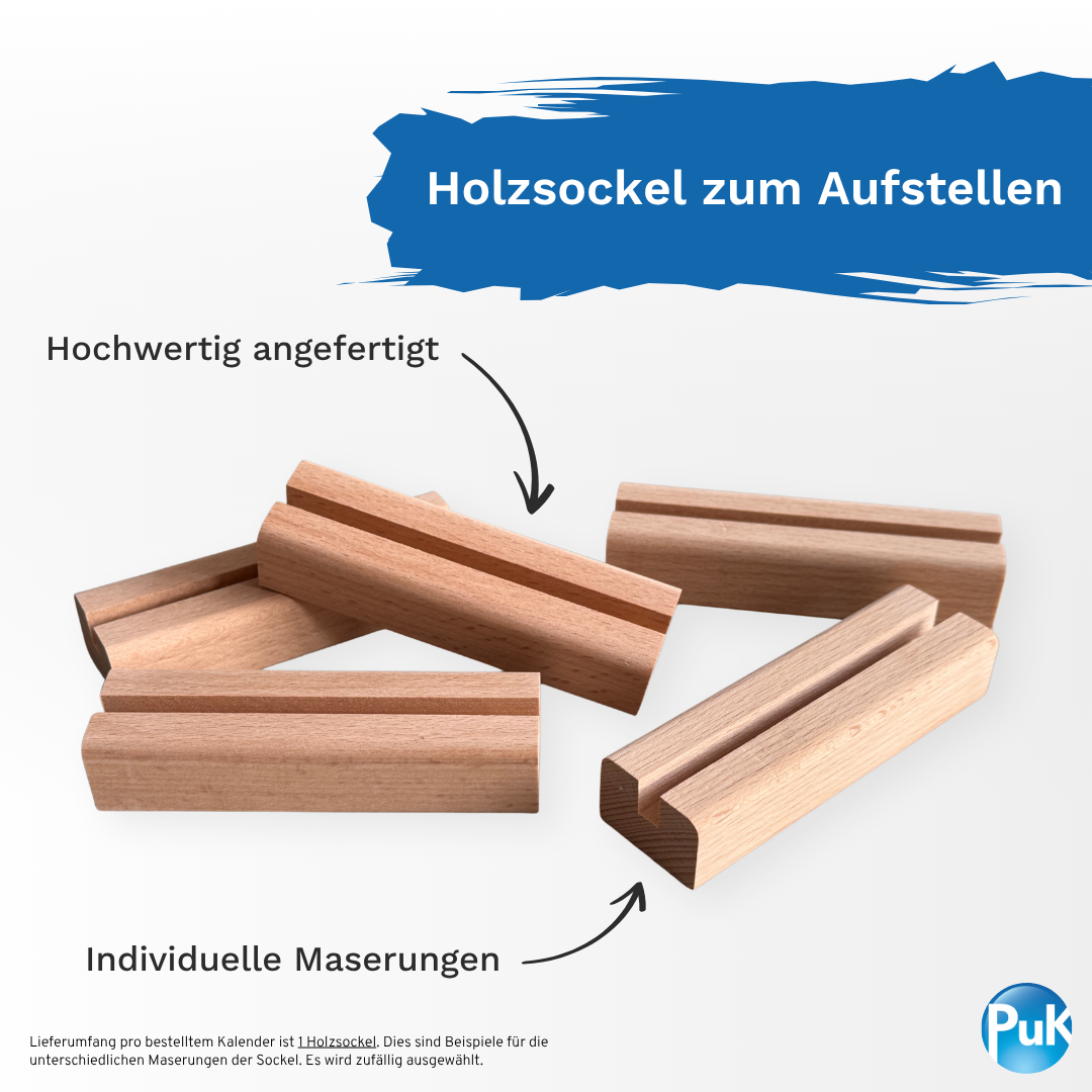 Personalisierter Fotokalender 2026 mit Holzfuß | Design 02