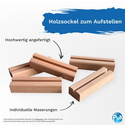 Personalisierter Fotokalender 2026 mit Holzfuß | Design 02
