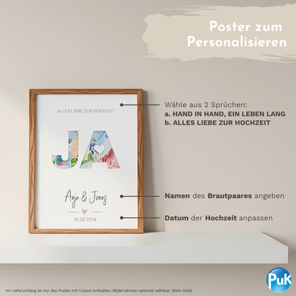 Poster "JA" | Geldgeschenk zur Hochzeit