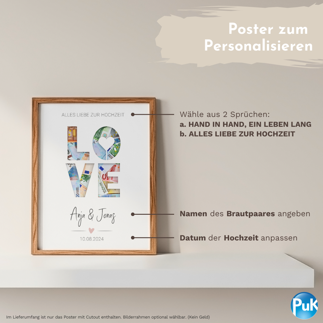 Poster "LOVE" | Geldgeschenk zur Hochzeit