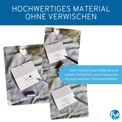 Tischkarten weiß | Design 01 | Herzfarbe wählbar