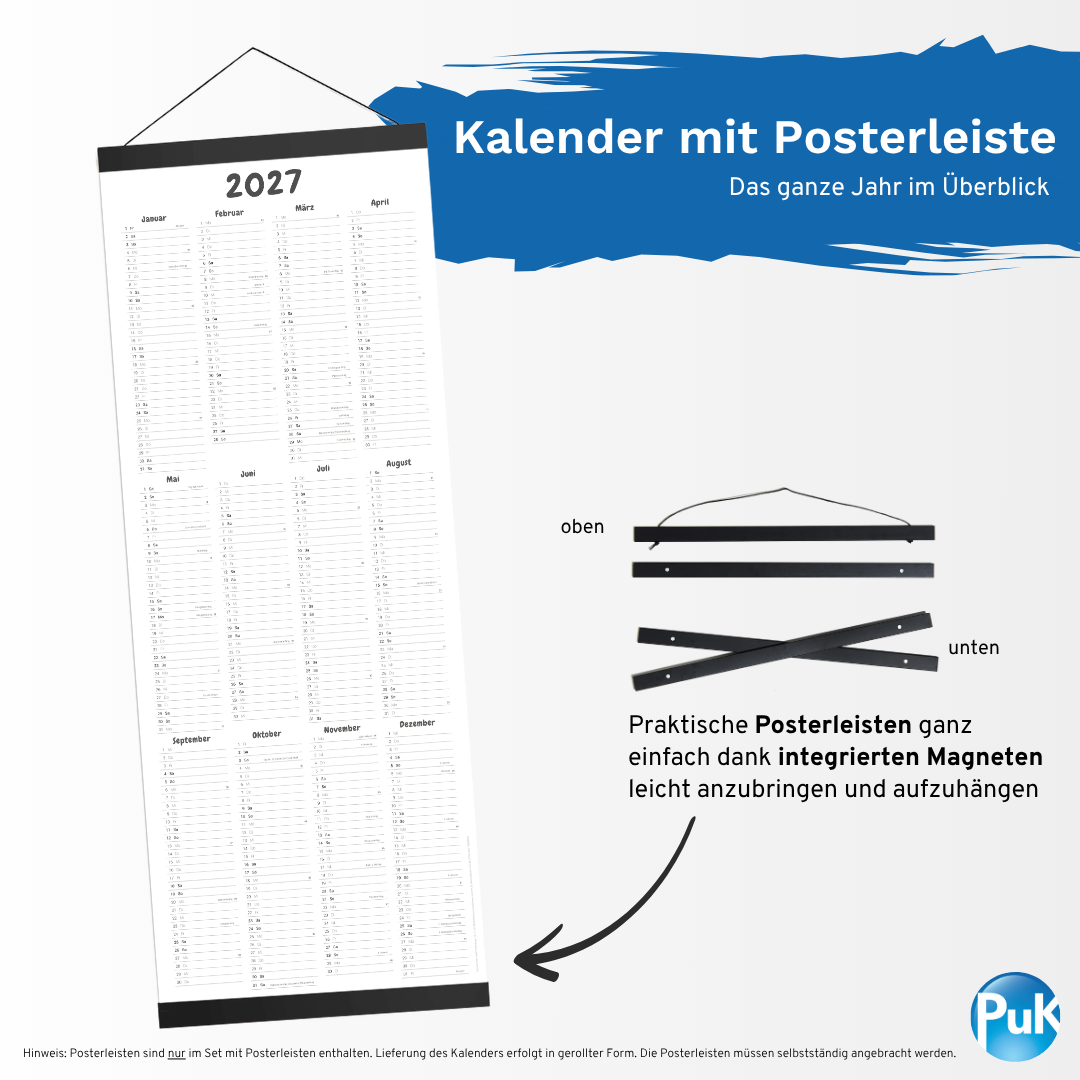 Wandkalender 2027 länglich