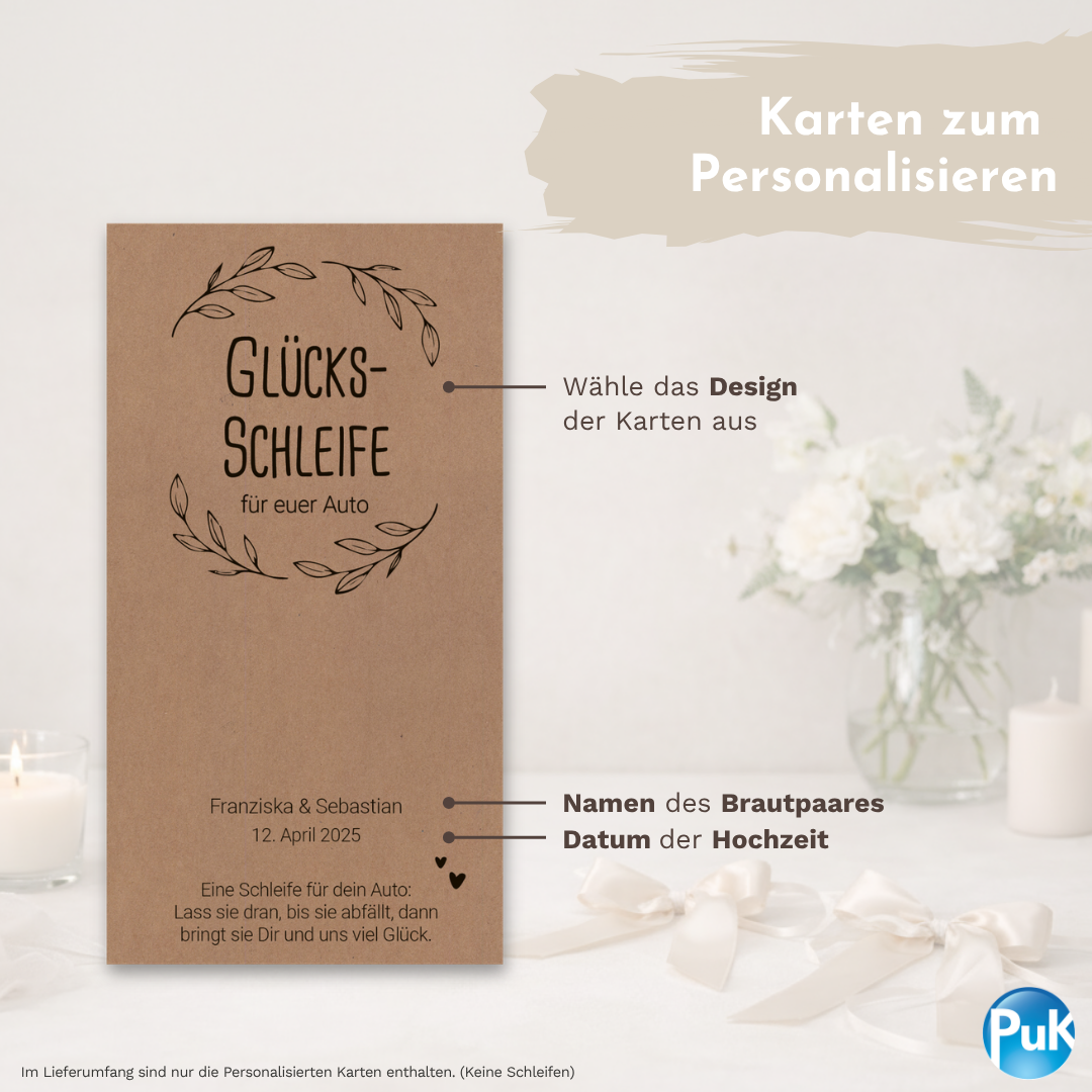 Glücksschleifen Karten Kraftpapier | personalisiert