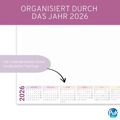 Schreibtischunterlage 2026 Bunt