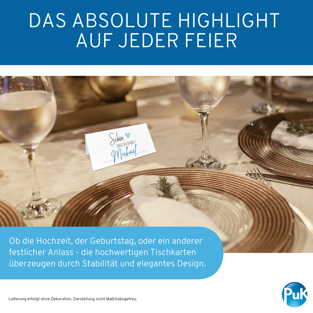 Tischkarten weiß | Design 01 | Herzfarbe wählbar