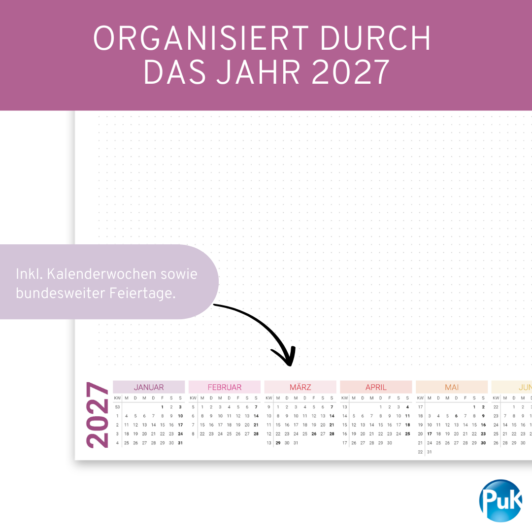 Schreibtischunterlage 2027 Bunt