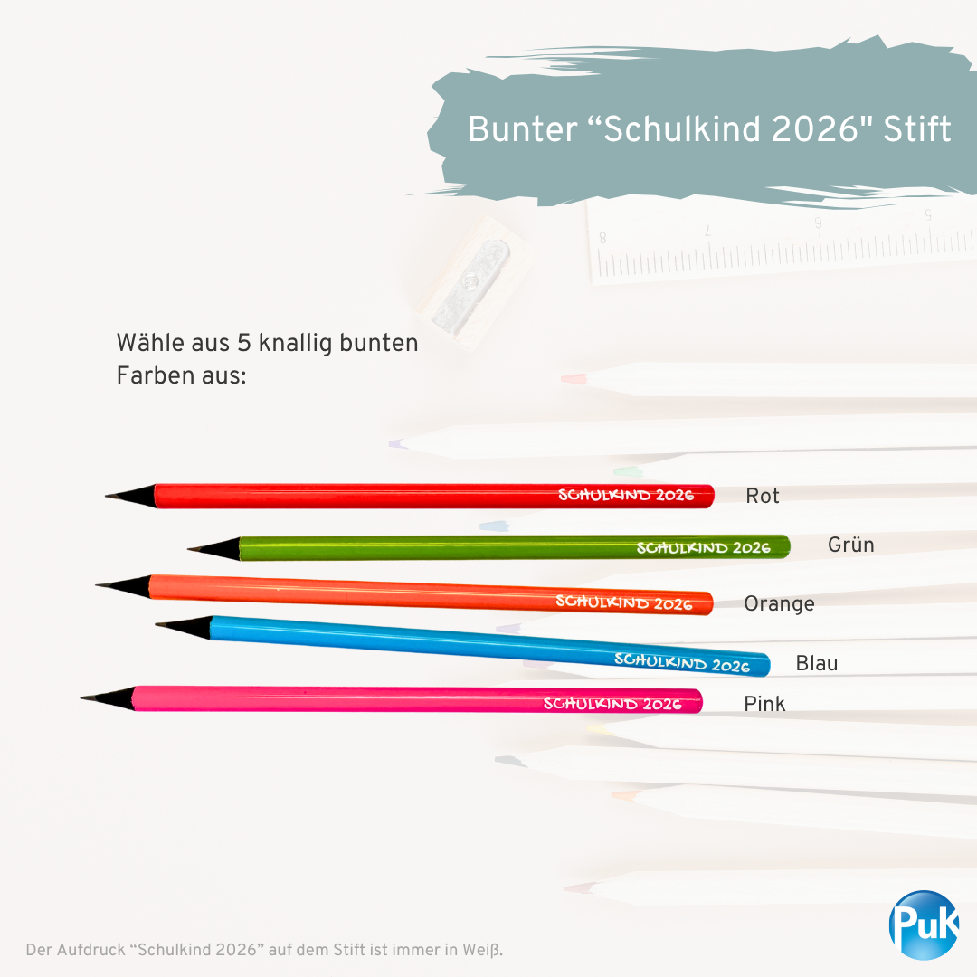 Personalisiertes Karte 'Schulkind 2026' Bleistift | Name & Datum | zur Einschulung