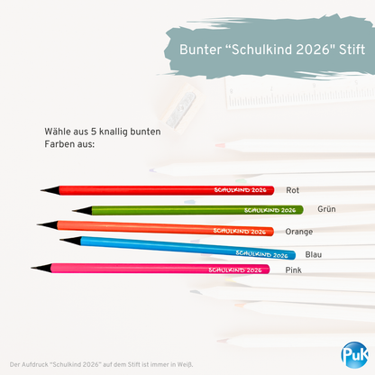 Personalisiertes Karte 'Schulkind 2026' Bleistift | Name & Datum | zur Einschulung