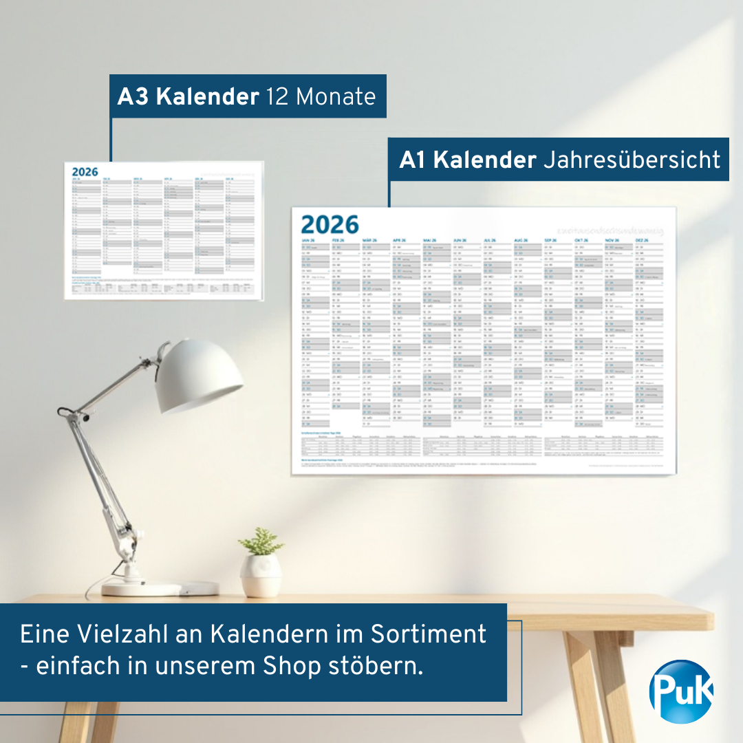 XL Wandkalender 2026 DIN A1 - 12 Monate gerollt