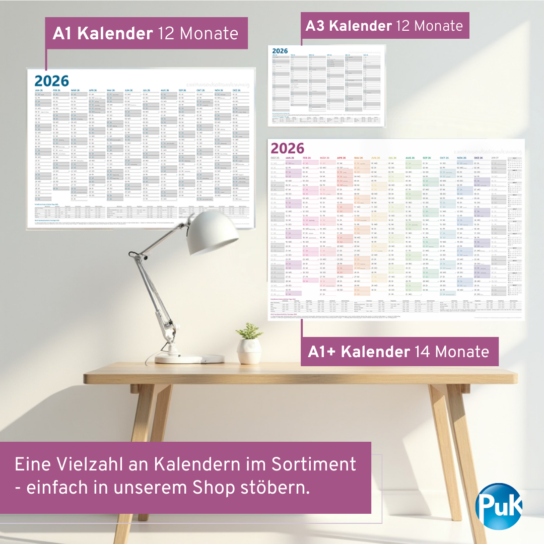 XXL Wandkalender 2026 Bunt - 89x63 cm - 14 Monate gefalzt