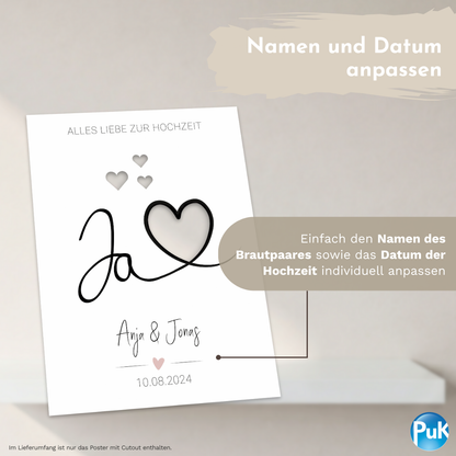 Poster "Ja mit Herz" | Geldgeschenk zur Hochzeit