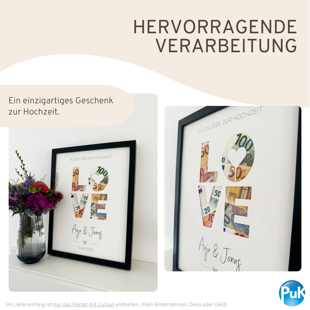 Poster "JA" | Geldgeschenk zur Hochzeit