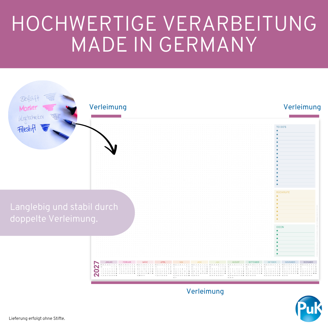 Schreibtischunterlage 2027 Bunt
