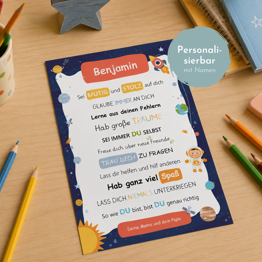 Affirmationsposter "Weltall"
