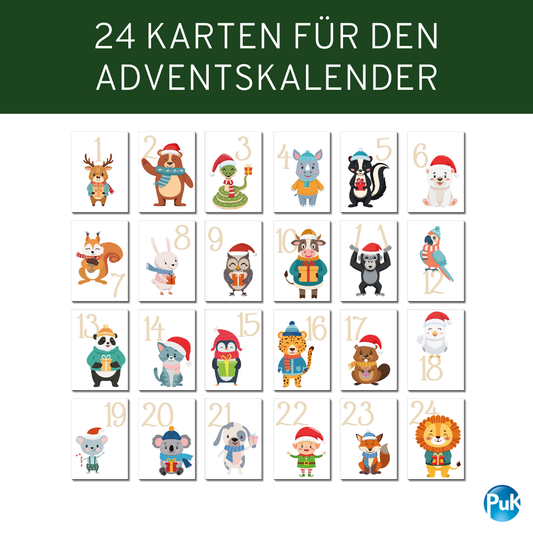 Adventskalender Karten "Weihnachtstiere"
