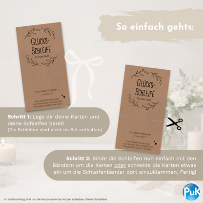 Glücksschleifen Karten Kraftpapier | personalisiert