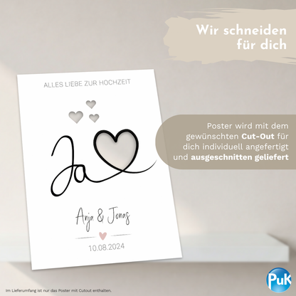Poster "Ja mit Herz" | Geldgeschenk zur Hochzeit
