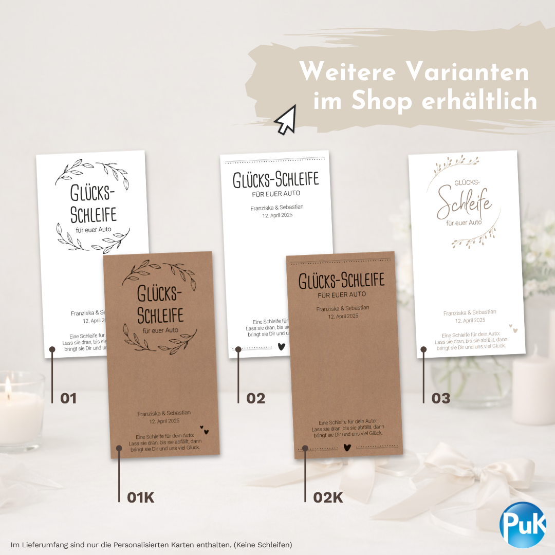 Glücksschleifen Karten Kraftpapier | personalisiert