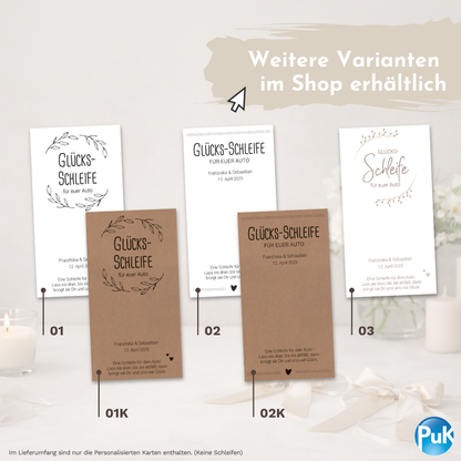 Glücksschleifen Karten Kraftpapier | personalisiert