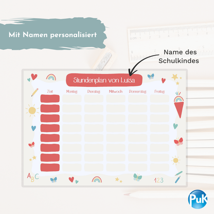 Abwischbarer Stundenplan "ABC" | personalisiert