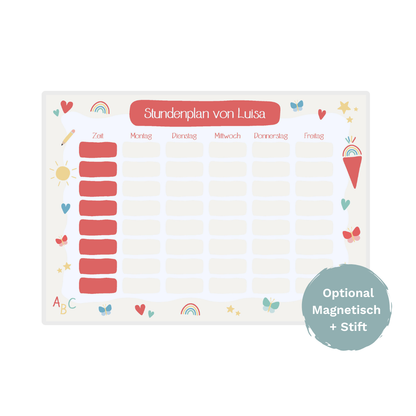 Abwischbarer Stundenplan "ABC" | personalisiert