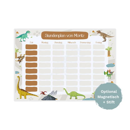 Abwischbarer Stundenplan "Dinosaurier" | personalisiert