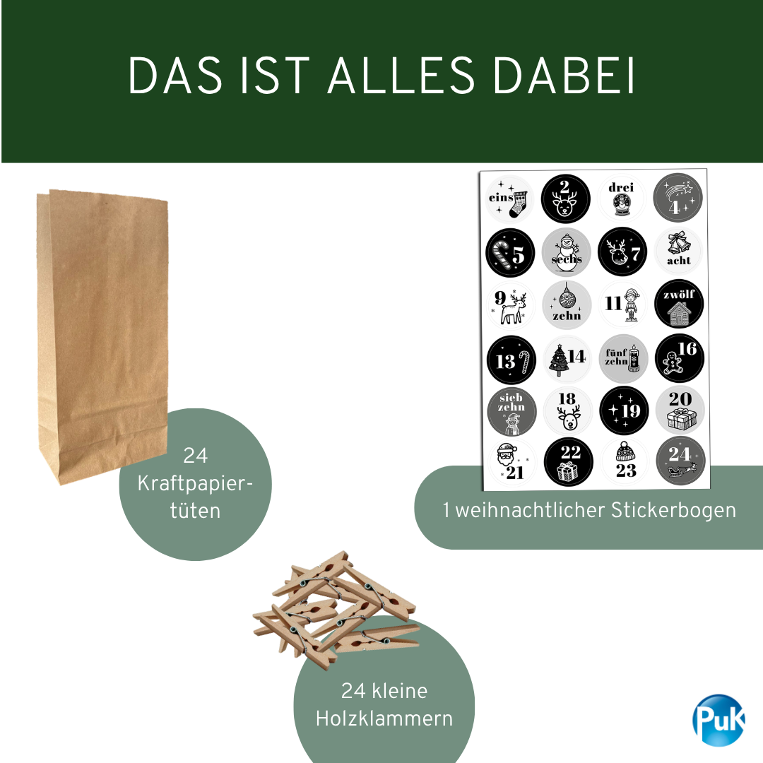 Adventskalender Set "Schwarz-Weiß"