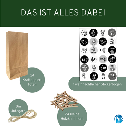 Adventskalender Set "Schwarz-Weiß"