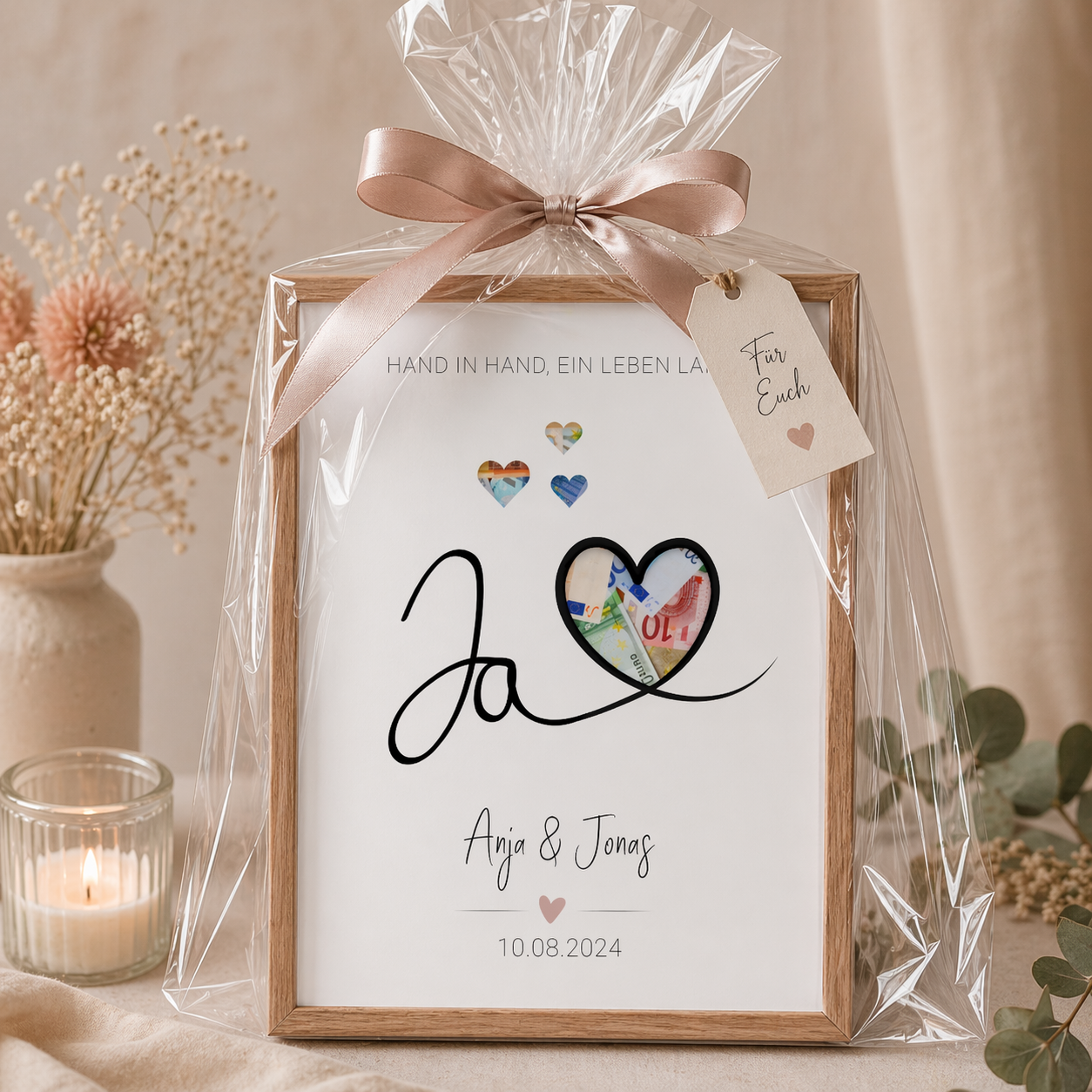 Poster "Ja mit Herz" | Geldgeschenk zur Hochzeit