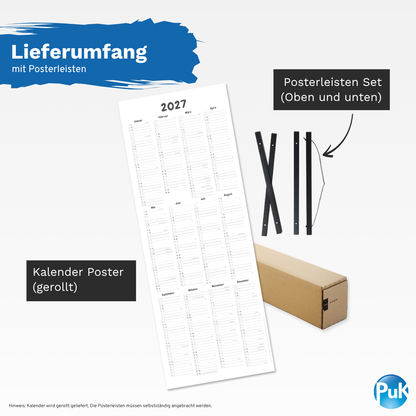 Wandkalender 2027 länglich