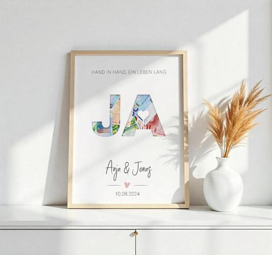 Poster "JA" | Geldgeschenk zur Hochzeit