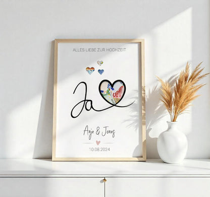 Poster "Ja mit Herz" | Geldgeschenk zur Hochzeit
