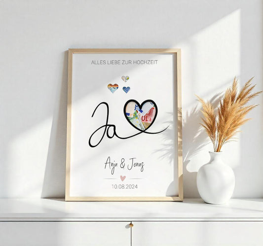 Poster "Ja mit Herz" | Geldgeschenk zur Hochzeit