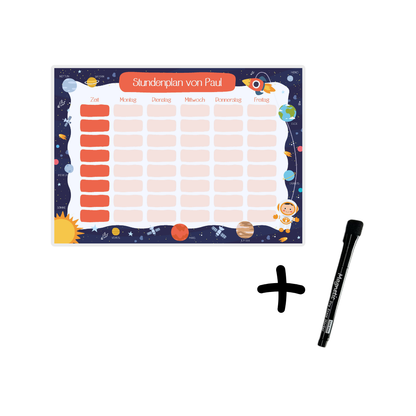 Abwischbarer Stundenplan "Weltall" | personalisiert