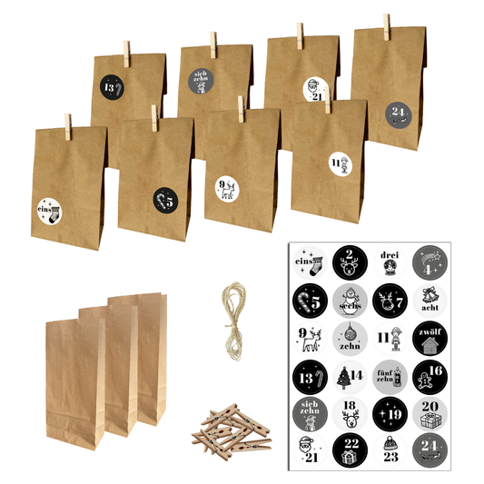 Adventskalender Set "Schwarz-Weiß"