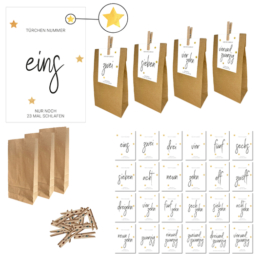 Adventskalender Set "Goldene Sterne"