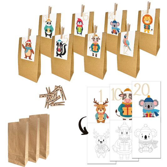 Adventskalender Set "Weihnachtstiere"
