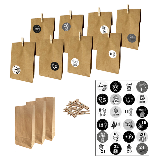 Adventskalender Set "Schwarz-Weiß"